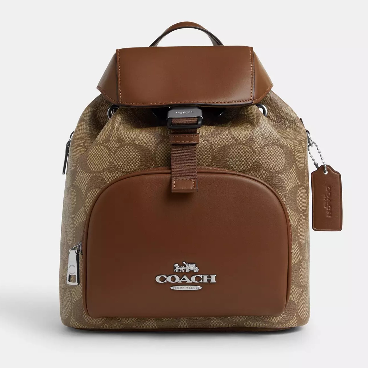 Coach Pace Backpack In Signature Canvas Khaki Saddle CR130 Coach pace backpack CR130 RM469 23 x 21 x 12cm Eta 2-3 weeks main image 2