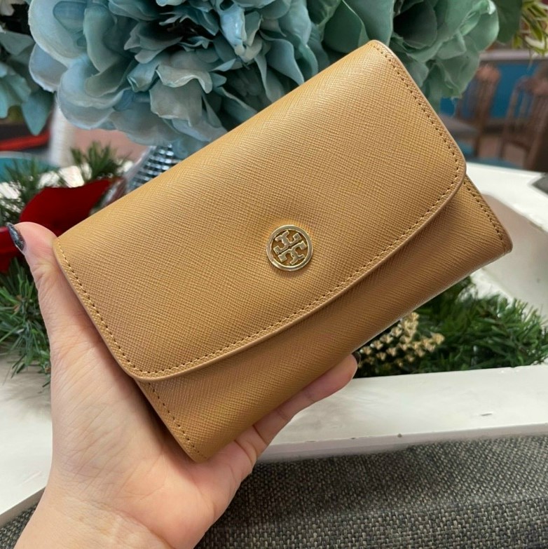 Ví Tory Burch mini nữ da thật | Bóp cầm tay Tory Burch Parker Medium Flap  Leather Wallet