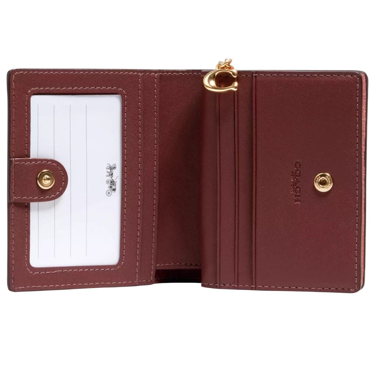 Ví ngắn nữ Coach Snap Wallet Light Blush Refined Pebble Leather C2862 1