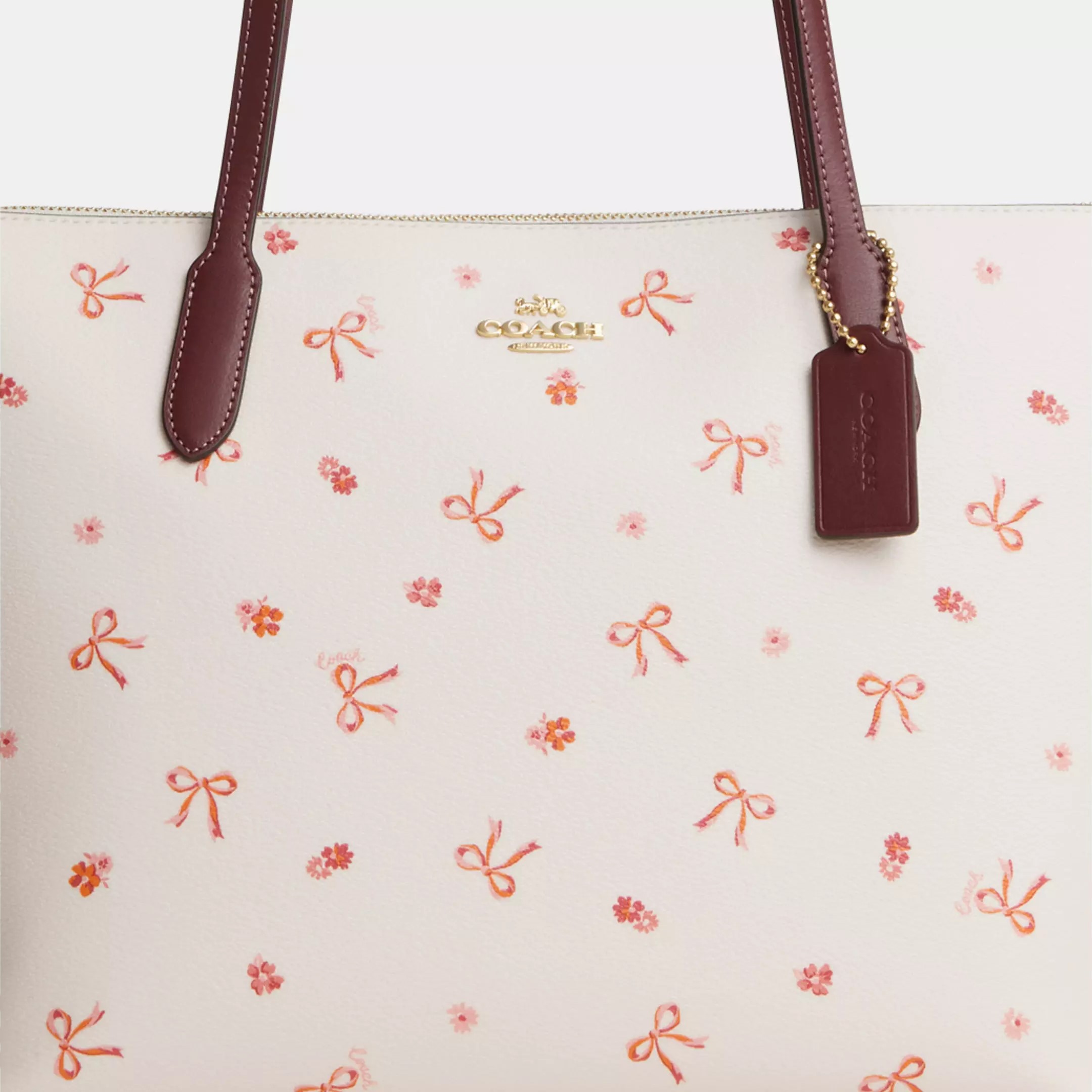 TÚI XÁCH HỌA TIẾT LIMITED COACH NỮ ZIP TOP TOTE WITH BOW PRINT COATED CANVAS AND SMOOTH LEATHER CN627 3