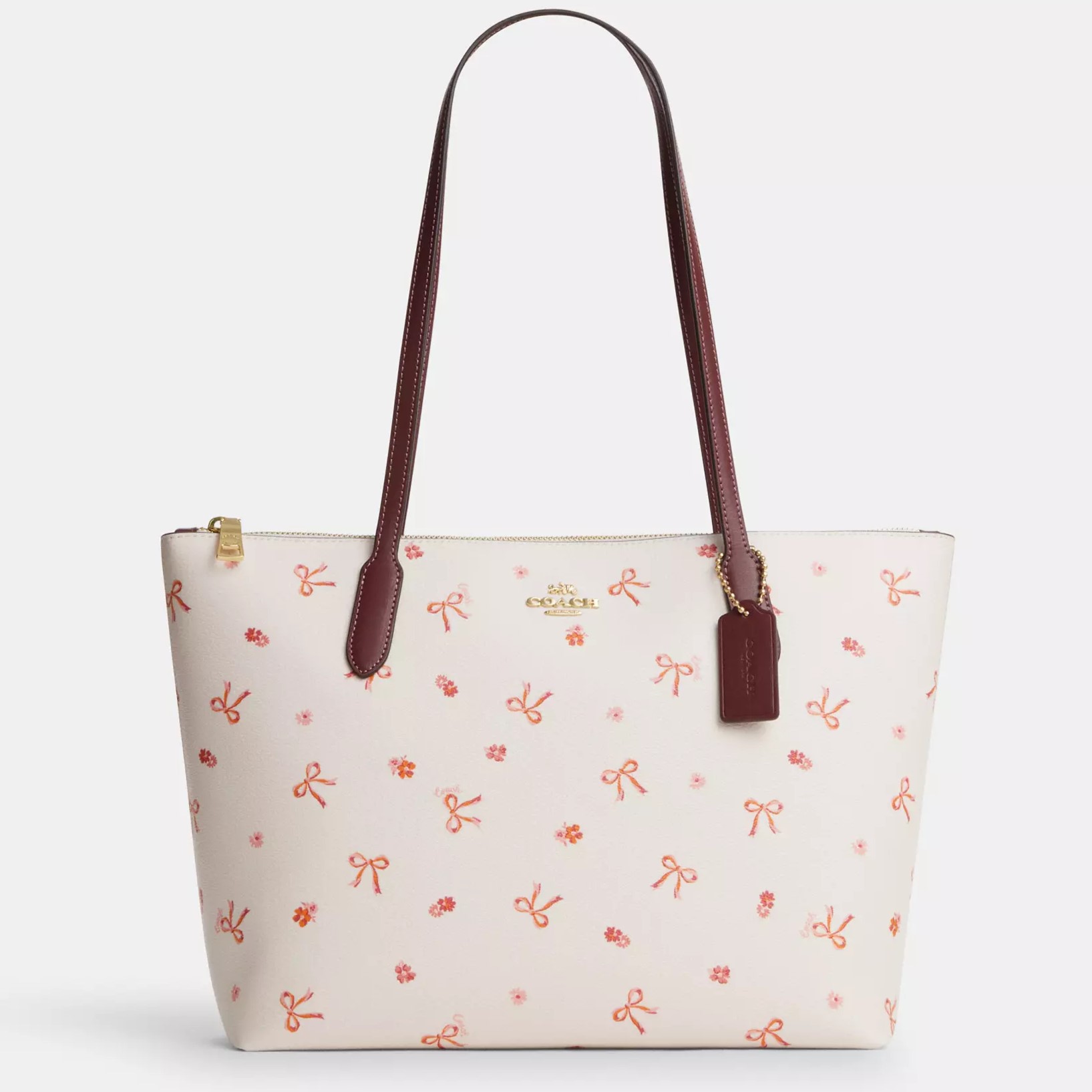 TÚI XÁCH HỌA TIẾT LIMITED COACH NỮ ZIP TOP TOTE WITH BOW PRINT COATED CANVAS AND SMOOTH LEATHER CN627 5