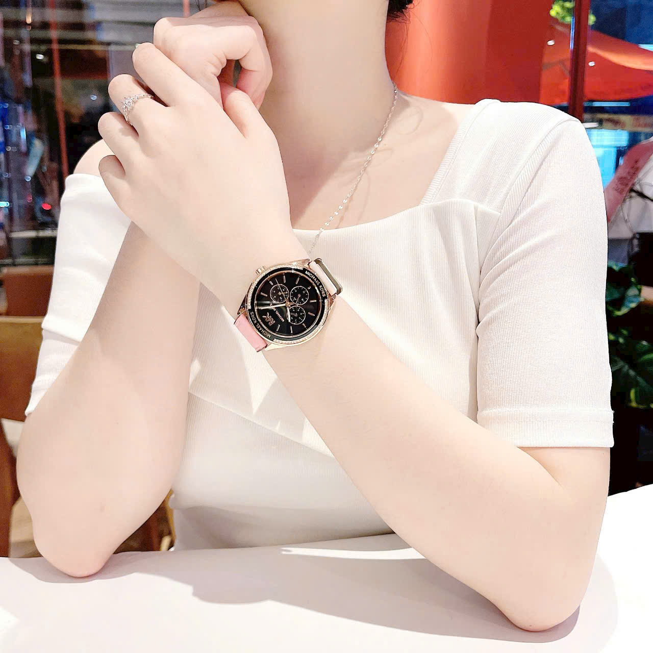 Đồng hồ đeo tay MK nữ Michael Kors Quartz Black Silicon Strap Women s Watch MK6944 13