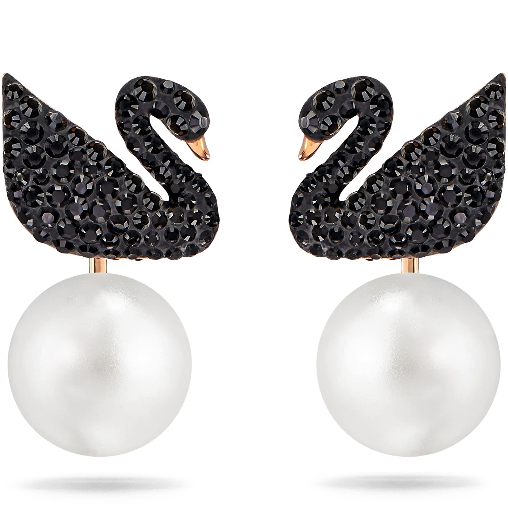Khuyên Tai Swarovski thiên nga đen Iconic Swan Earrings Black Rose Gold-tone Plated 5193949 5