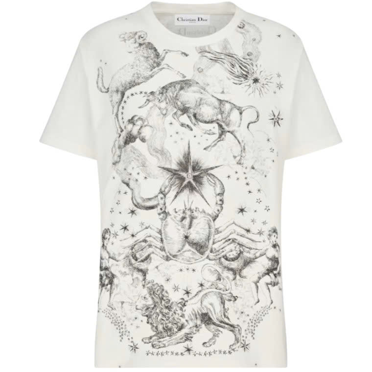 Áo thun Dior nữ White Cotton Jersey With Melothesia Motif 2
