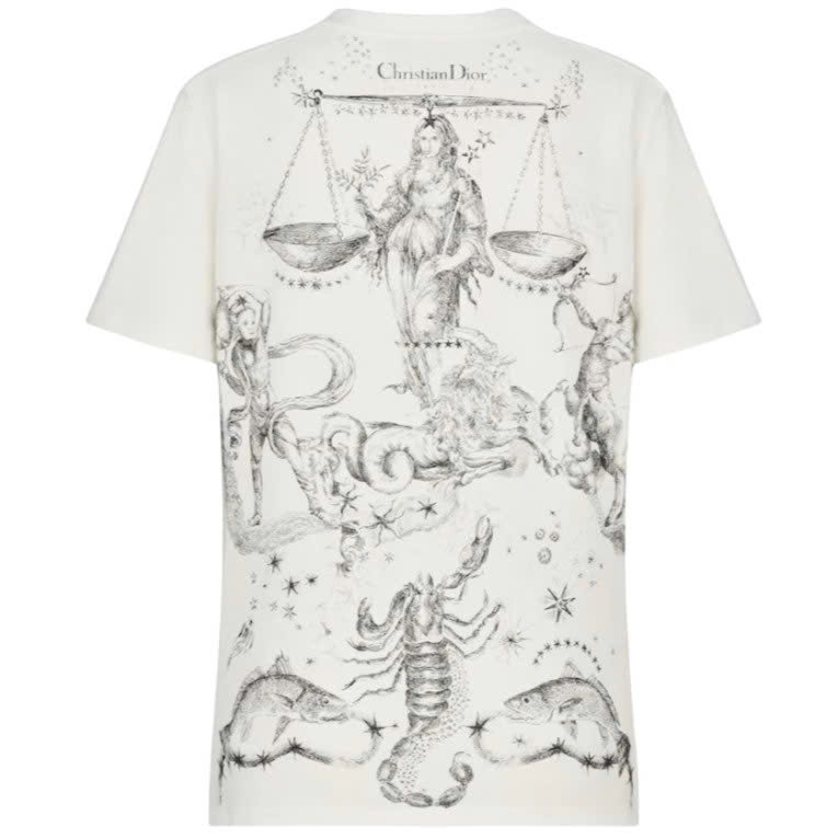 Áo thun Dior nữ White Cotton Jersey With Melothesia Motif 4