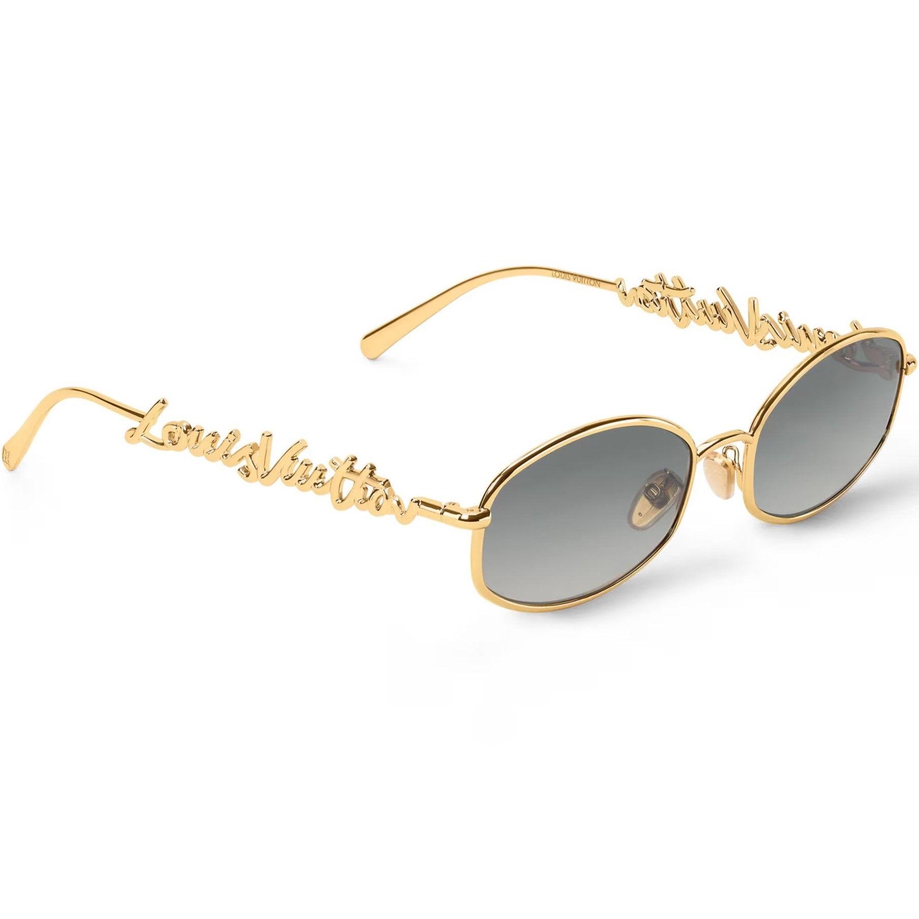 Kính mát Louis Vuitton Dáng Tròn LV Script Metal Round Sunglasses Gold 6