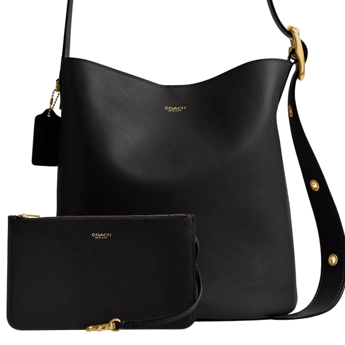 Túi đeo chéo nữ đen dáng đứng Coach Bleecker Bucket Bag Black CCC23 6