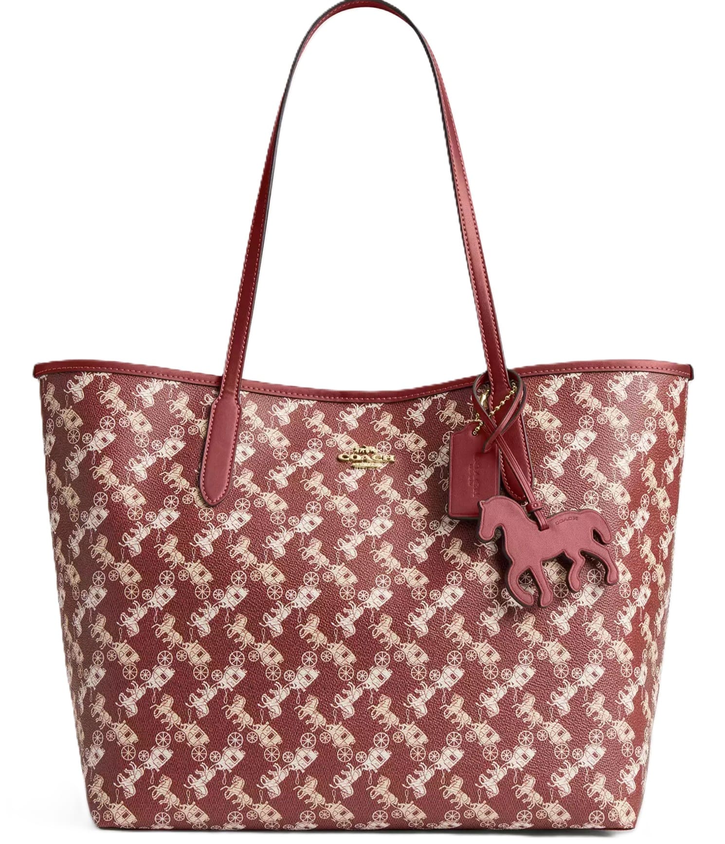 Túi xách họa tiết xe ngựa Coach City Tote Bag With Horse And Carriage Print Ruby Red Multi CDB57 5