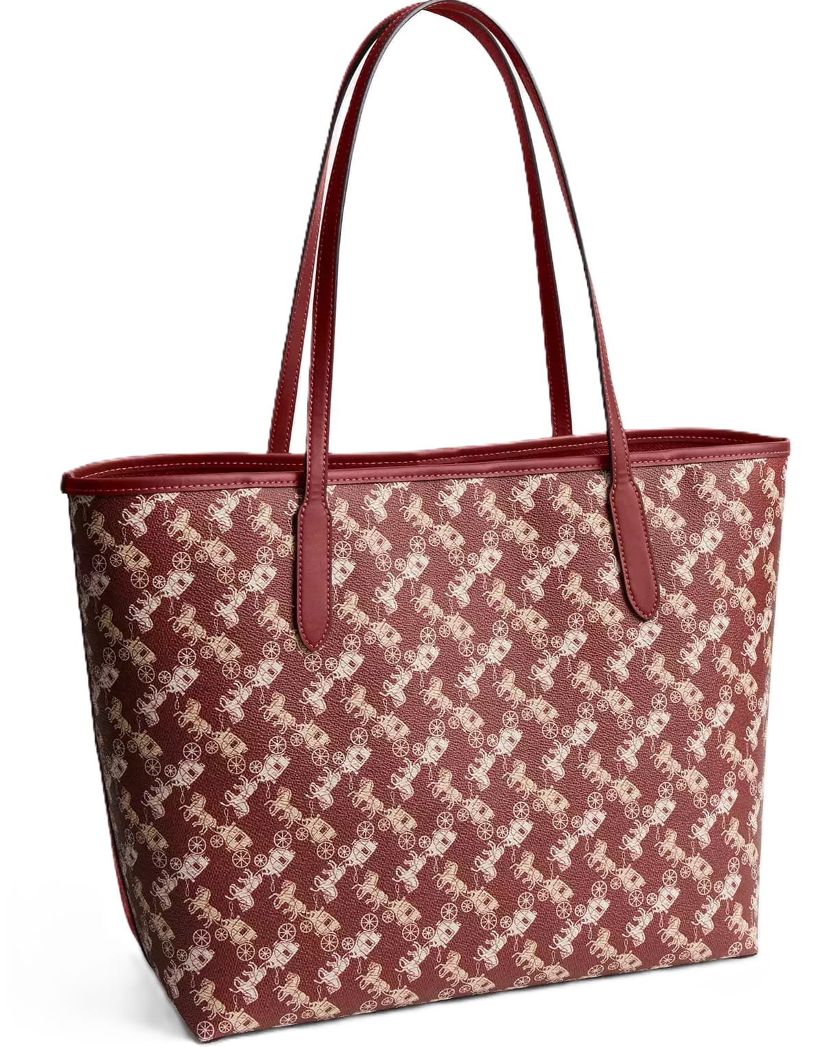 Túi xách họa tiết xe ngựa Coach City Tote Bag With Horse And Carriage Print Ruby Red Multi CDB57 6