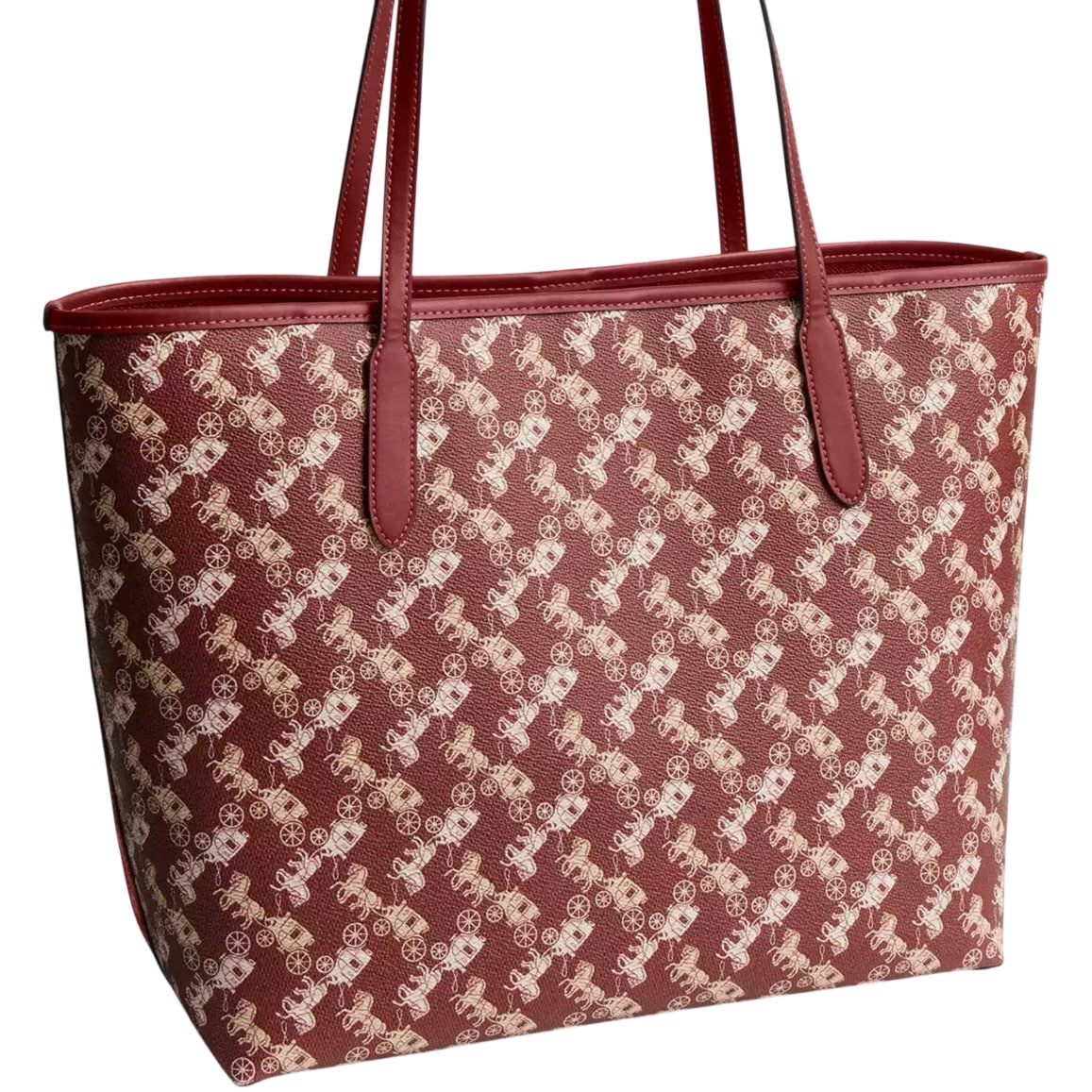 Túi xách họa tiết xe ngựa Coach City Tote Bag With Horse And Carriage Print Ruby Red Multi CDB57 8