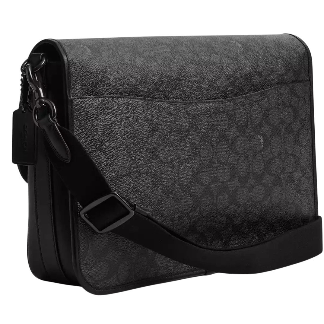 Túi đeo Coach Nam Hitch Messenger Bag In Signature Canvas Charcoal CAH92 3