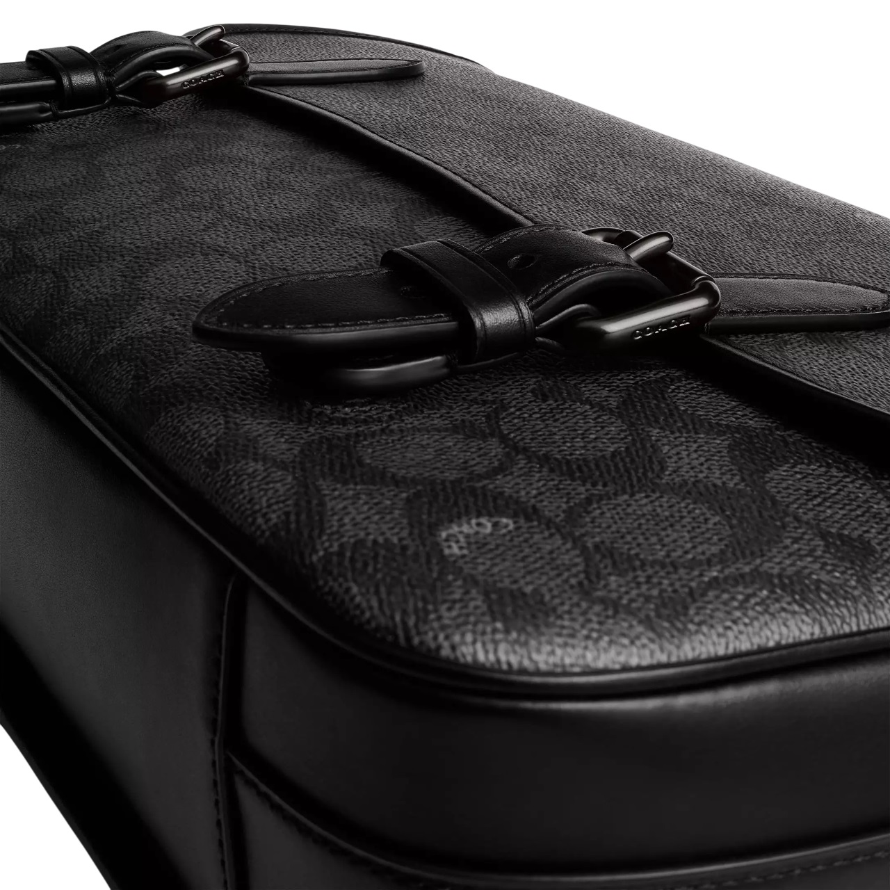 Túi đeo Coach Nam Hitch Messenger Bag In Signature Canvas Charcoal CAH92 1