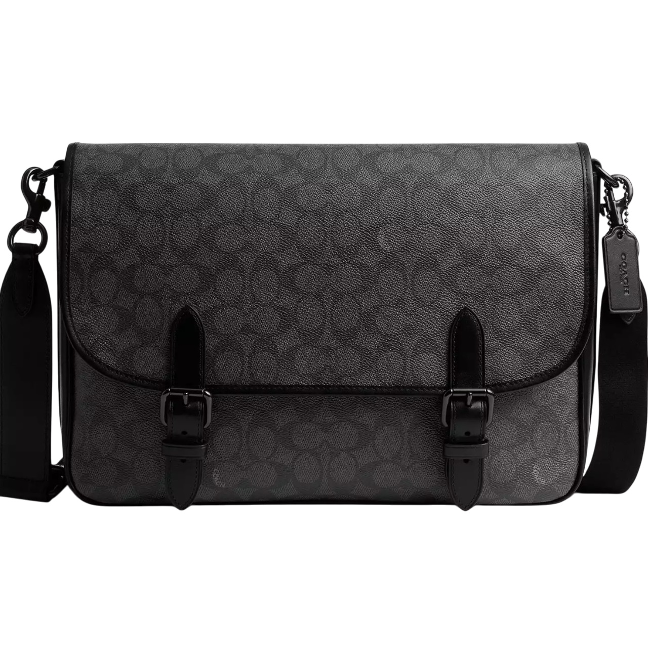 Túi đeo Coach Nam Hitch Messenger Bag In Signature Canvas Charcoal CAH92 4