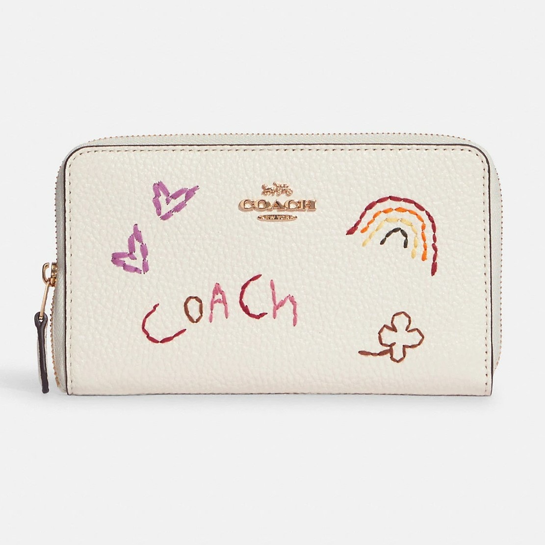 VÍ DÀI NỮ WHITE COACH MEDIUM ID ZIP WALLET WITH DIARY EMBROIDERY 3