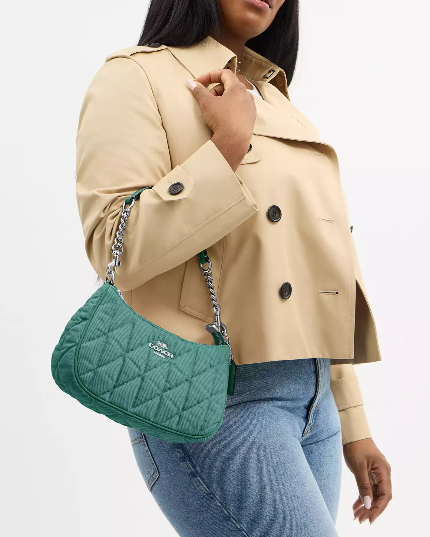 Túi nữ Coach Teri Shoulder Bag Ivy Green CBG86 10