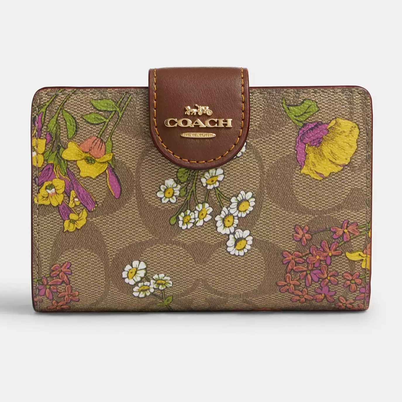 Ví cầm tay Coach in hoa Medium Corner Zip Wallet In Signature Canvas With Floral Print CR935 3