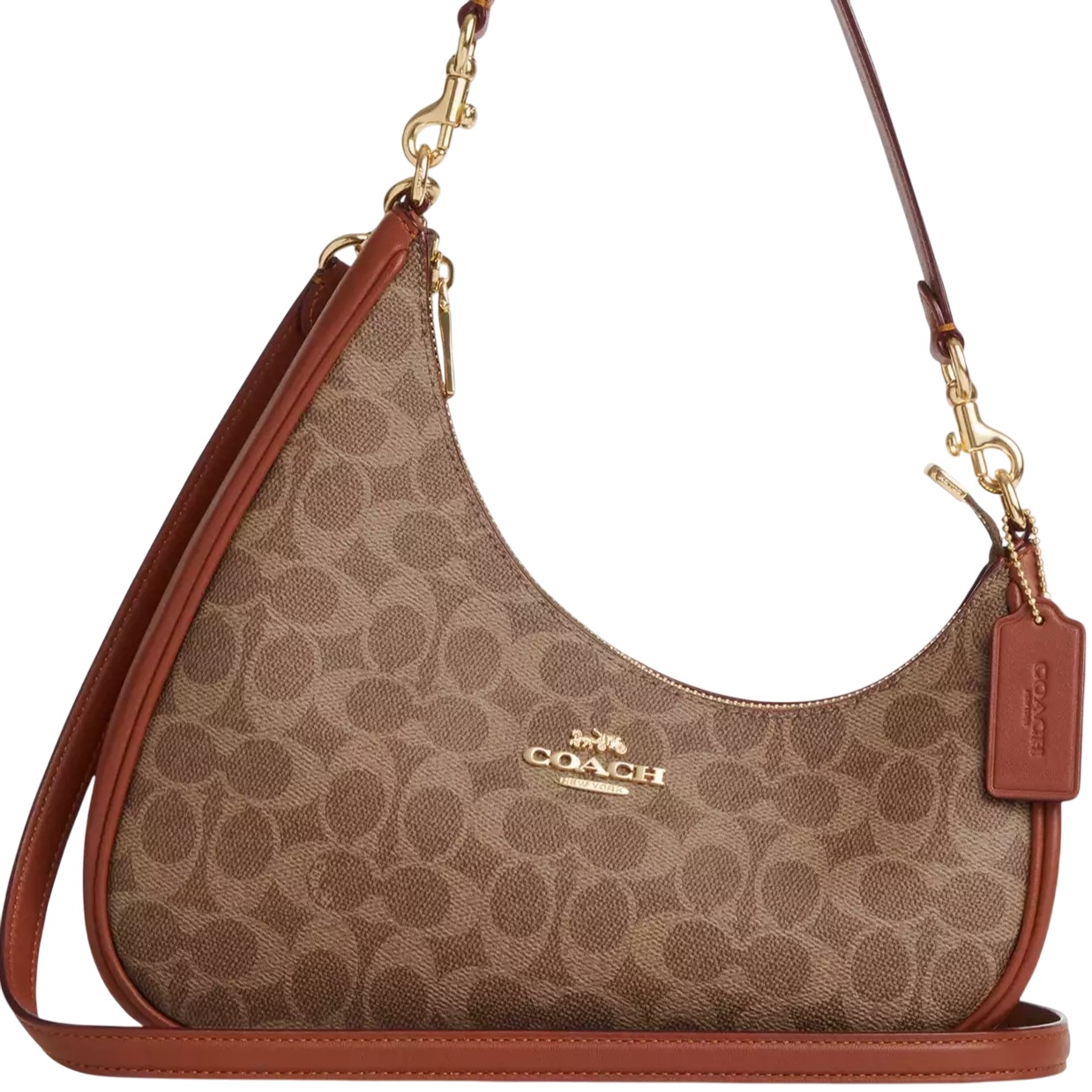 Túi kẹp nách Coach Twisted Teri Shoulder Bag In Signature Canvas Tan Caramel CBI02 7