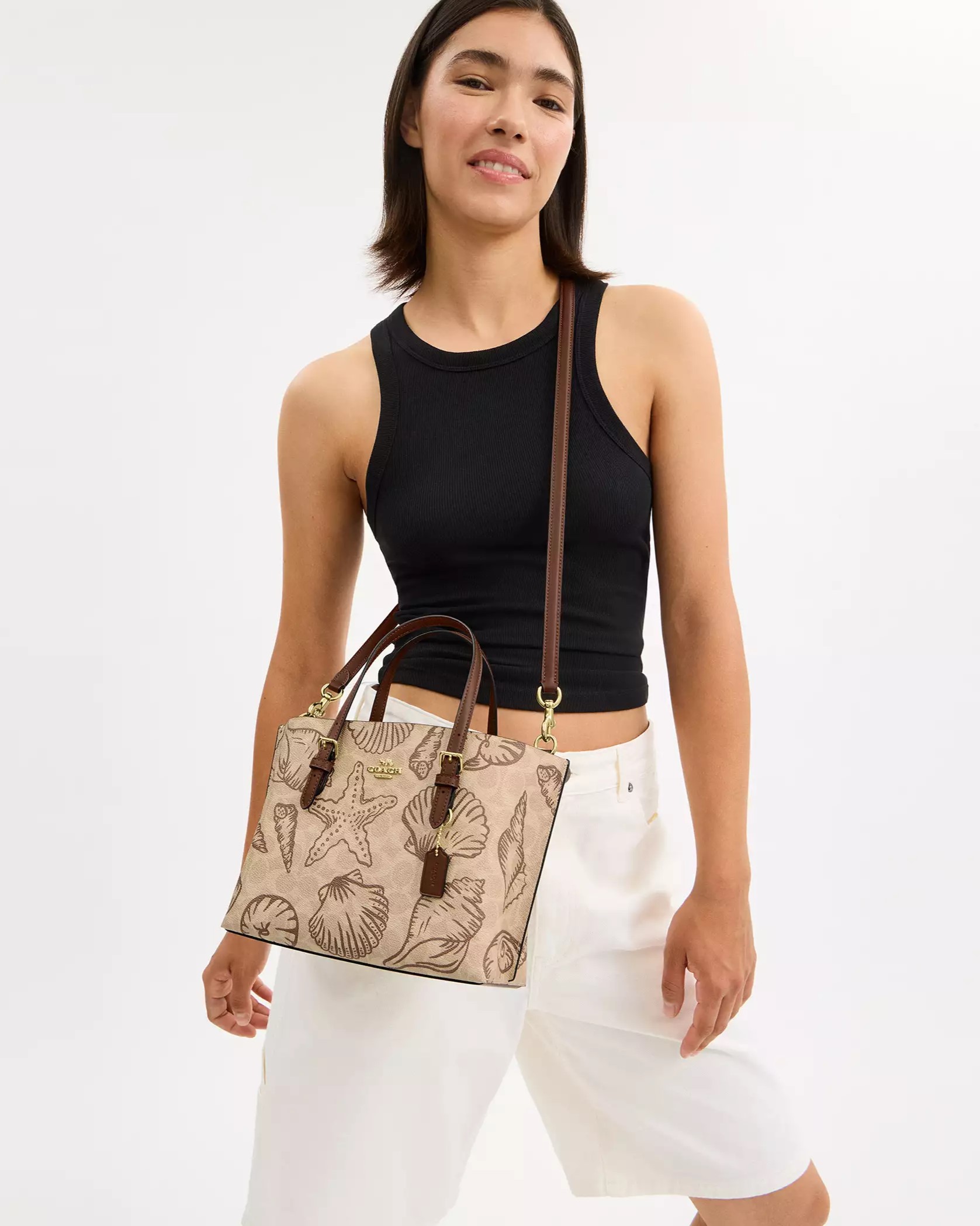 Túi đeo chéo Coach nữ Mollie Tote Bag 25 In Signature Canvas With Shell Print CBH63 5
