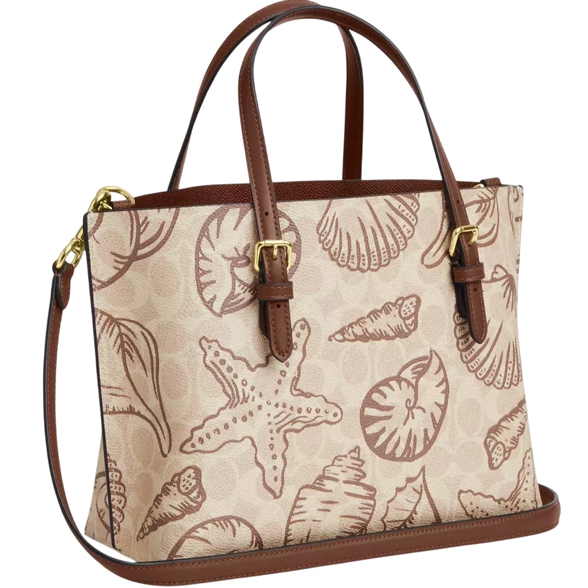 Túi đeo chéo Coach nữ Mollie Tote Bag 25 In Signature Canvas With Shell Print CBH63 8