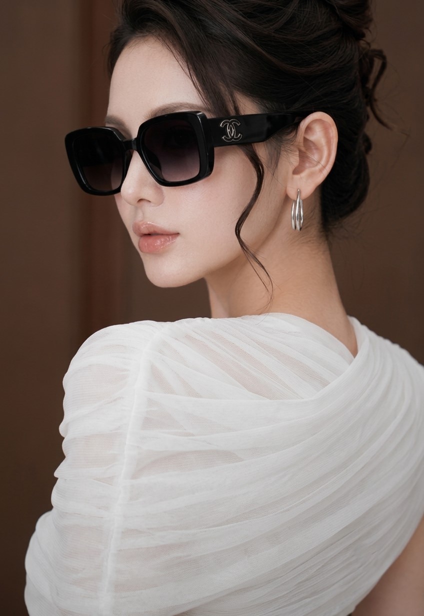 Mắt kính Chanel Square Sunglasses Black CH5541 5