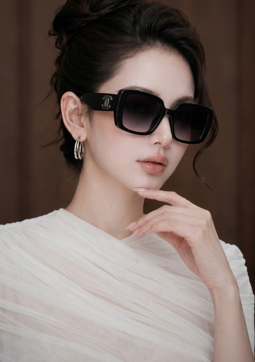 Mắt kính Chanel Square Sunglasses Black CH5541 8