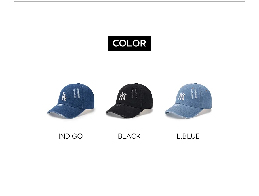 Nón lưỡi trai MLB Damaged Washed Denim Unstructured Ball Cap New York Yankees 3ACPVD34N-50BLL 3