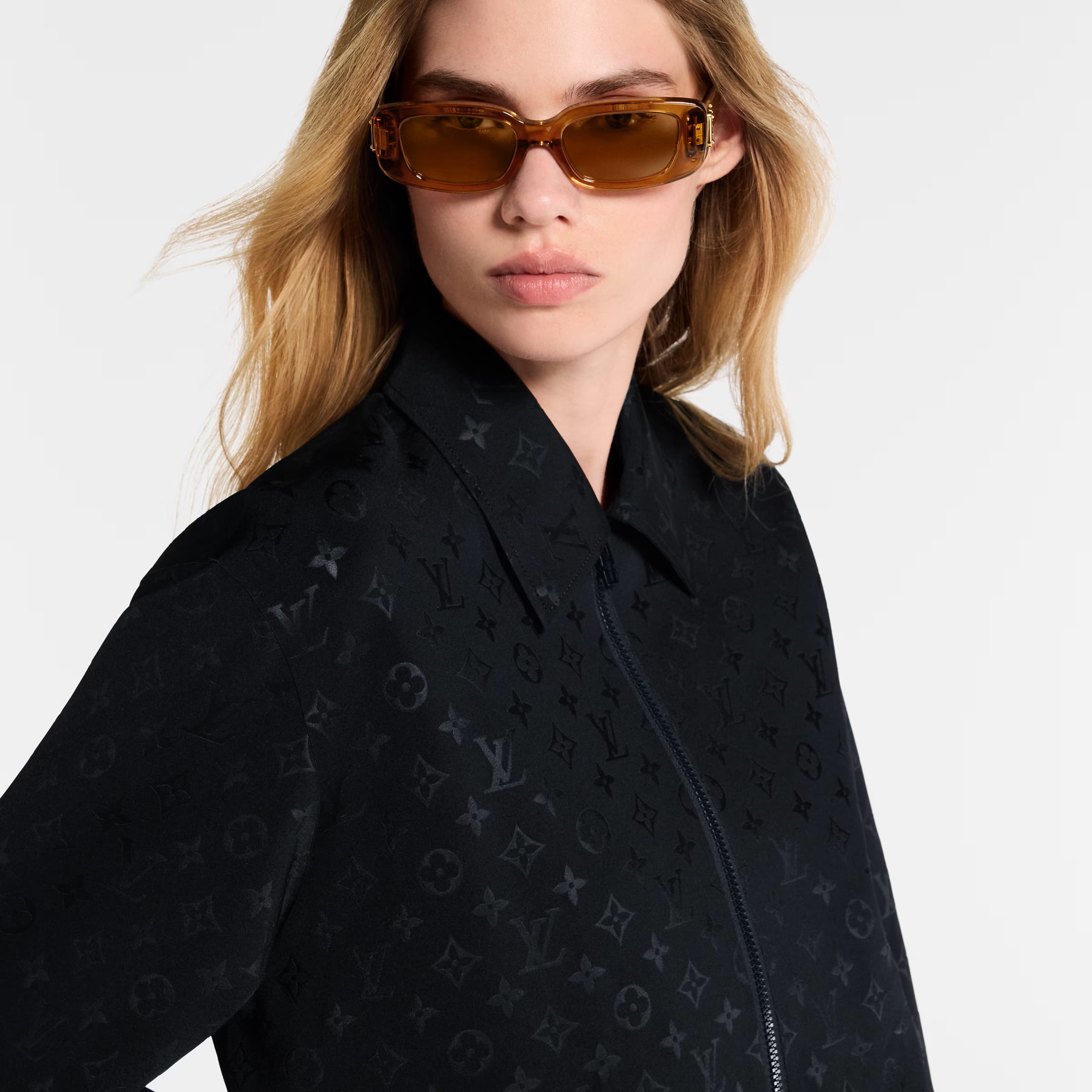 Áo khoác nữ LV Louis Vuitton Monogram Zip-Up Jacket Black 8
