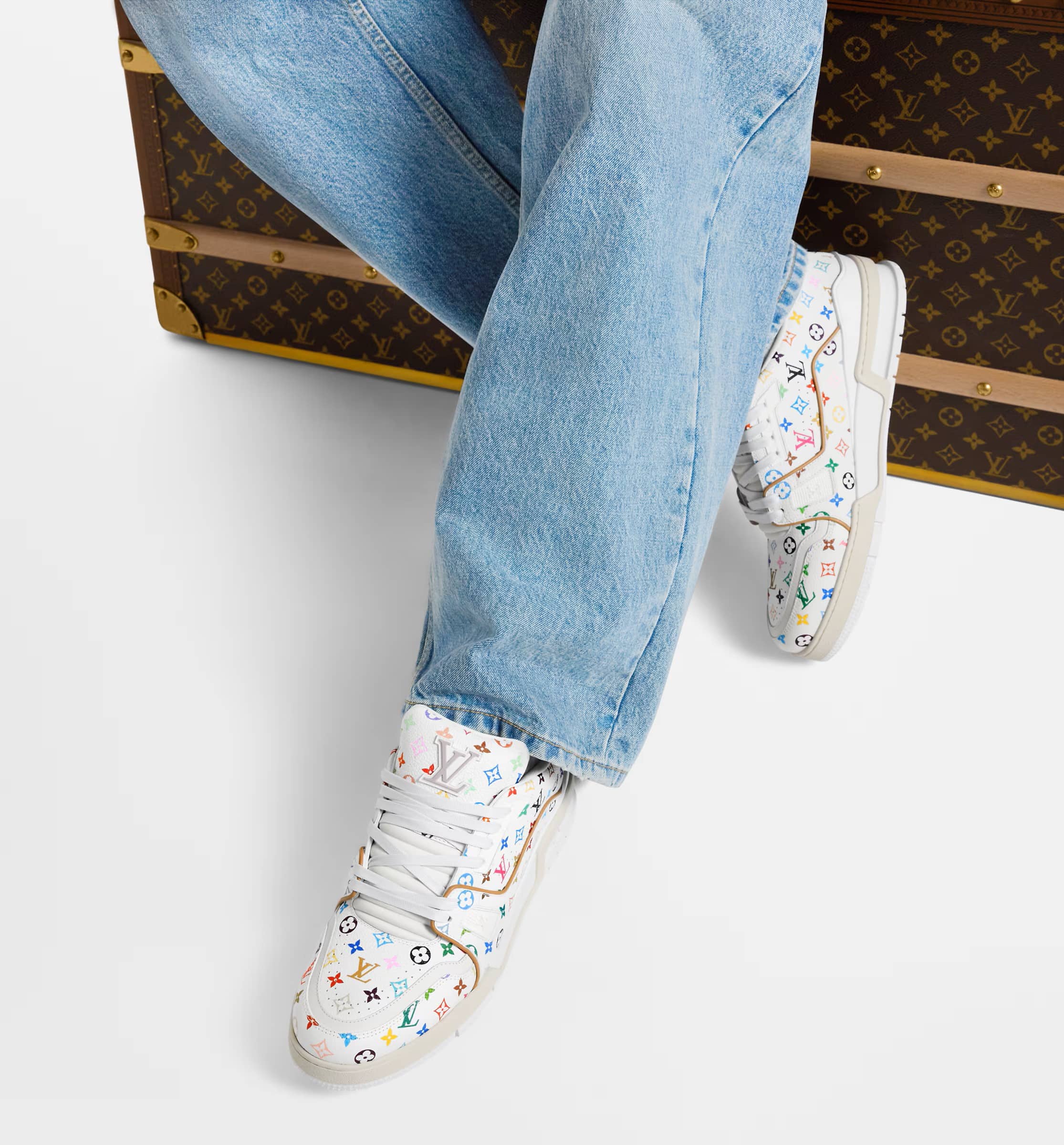 Giày trắng Thể Thao LV Trainer LV x TM White 1AHEKG 5