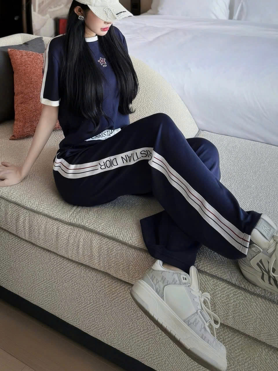 Combo bộ áo thun xanh dương đậm Dior 2