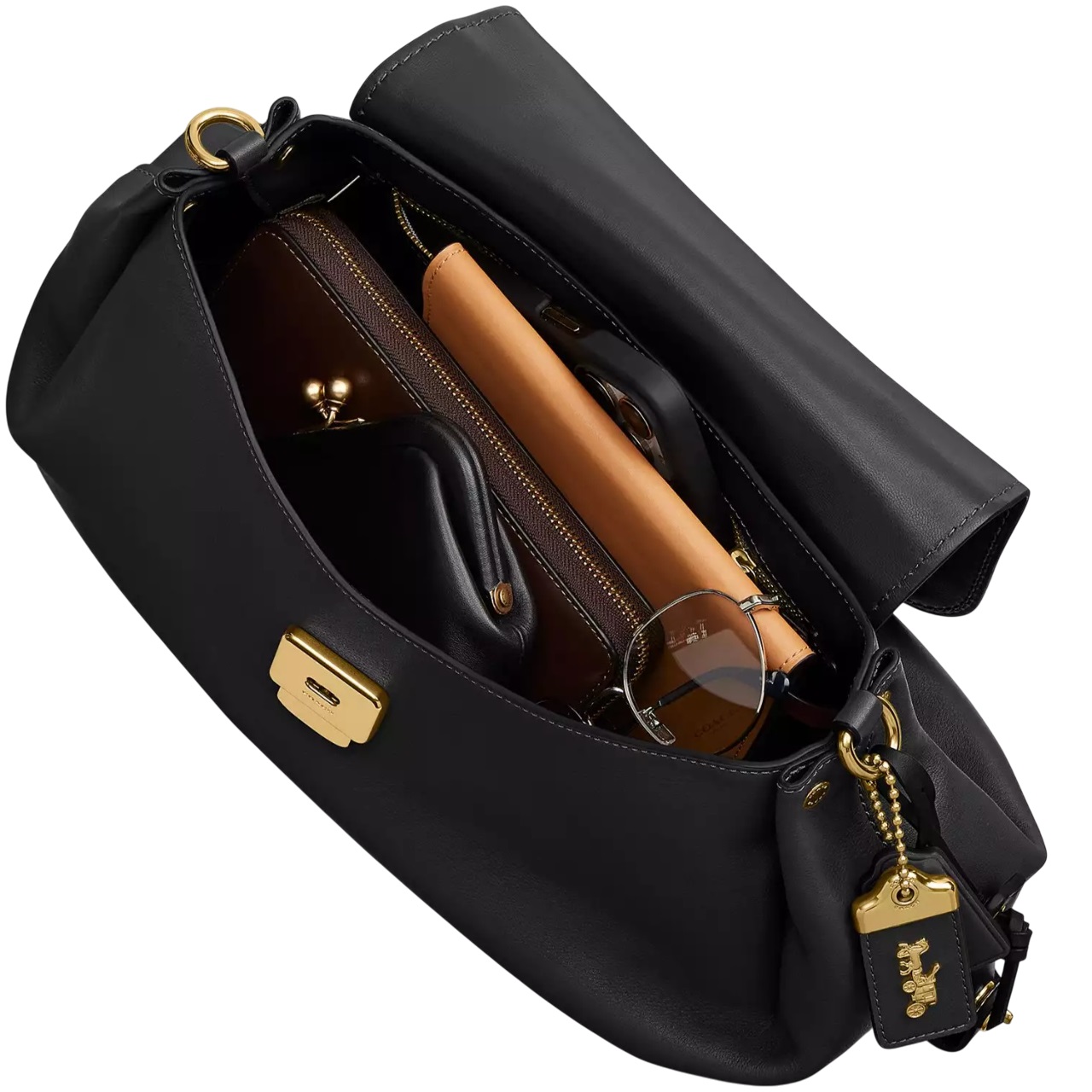 Túi xách Coach Slouchy Rogue Top Handle Bag Brass Black CCC39 2