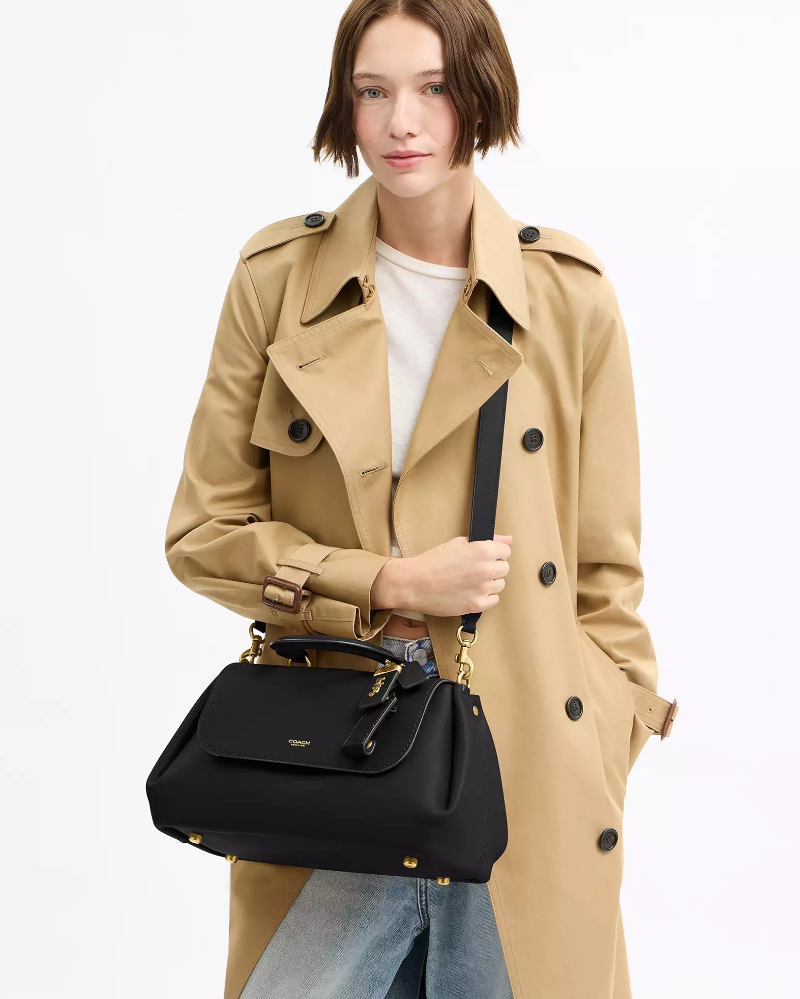 Túi xách Coach Slouchy Rogue Top Handle Bag Brass Black CCC39 8