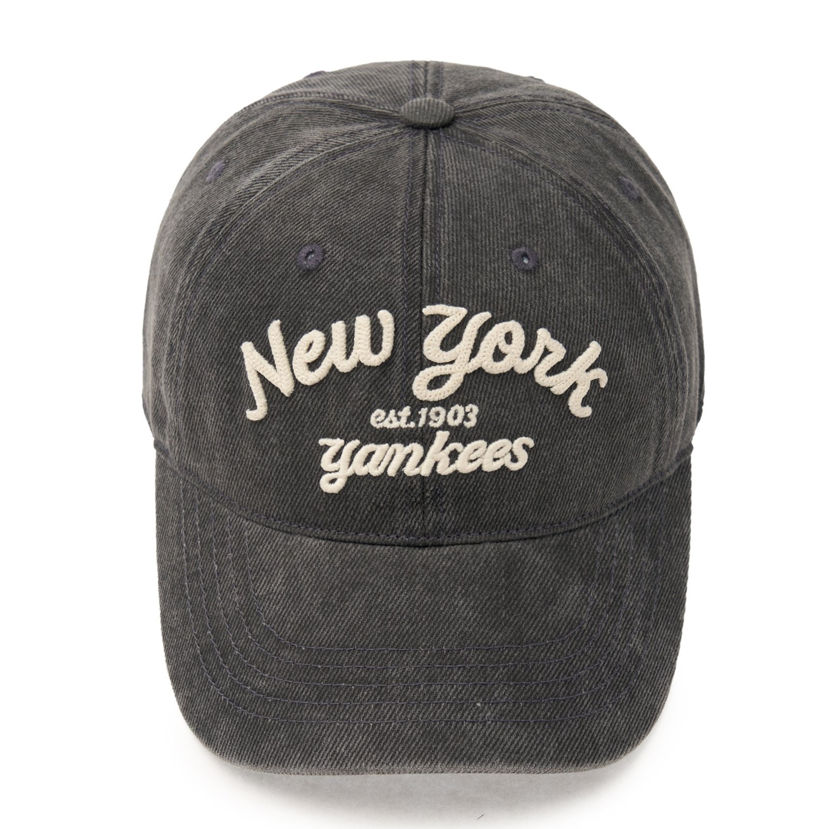 Mũ MLB Korea Varsity Lettering Color Denim Unstructured Ball Cap New York Yankees Grey 3ACPDS14N-50CGS 11