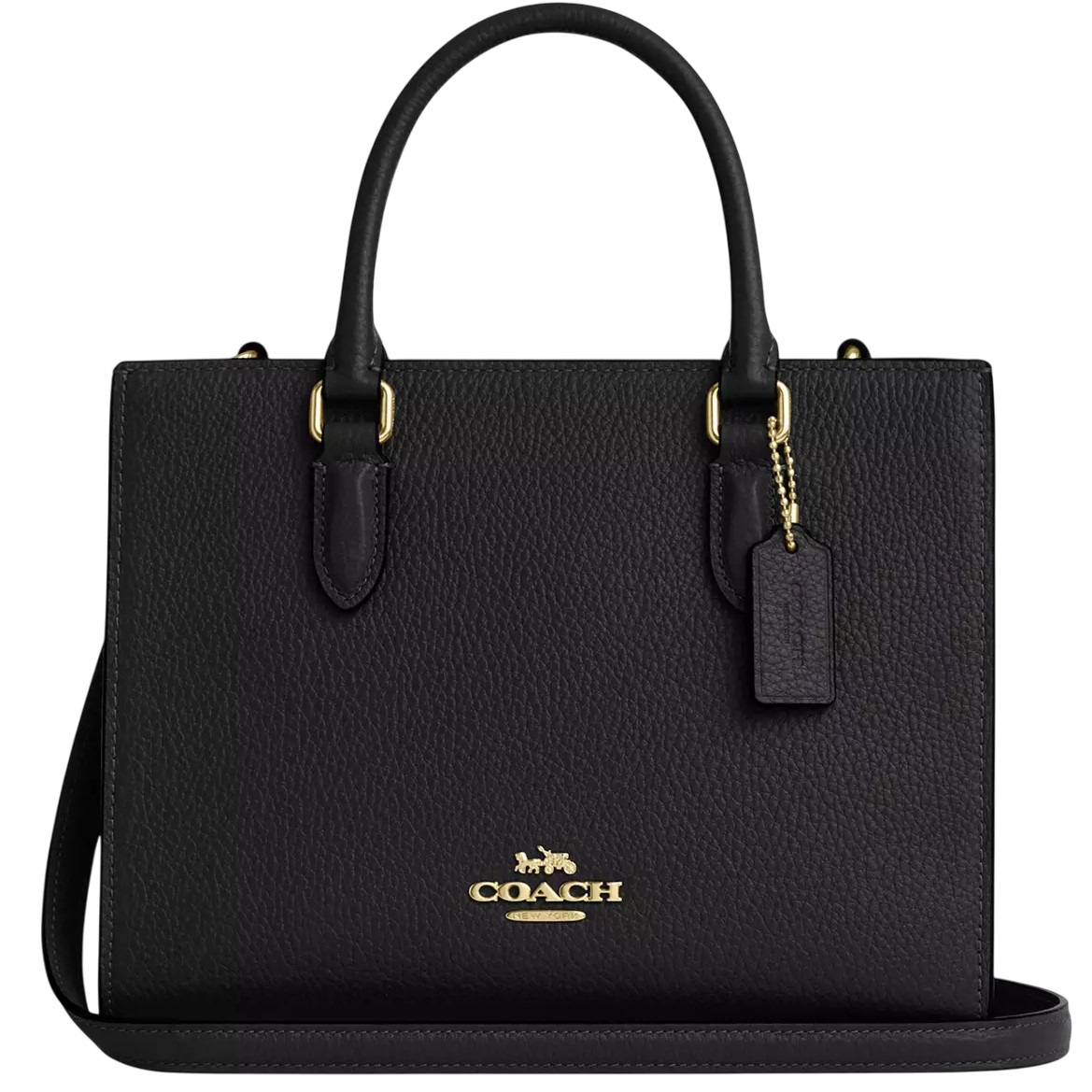 Túi xách Coach Maggie Small Tote Bag Pebbled Leather Gold Black CY668 6