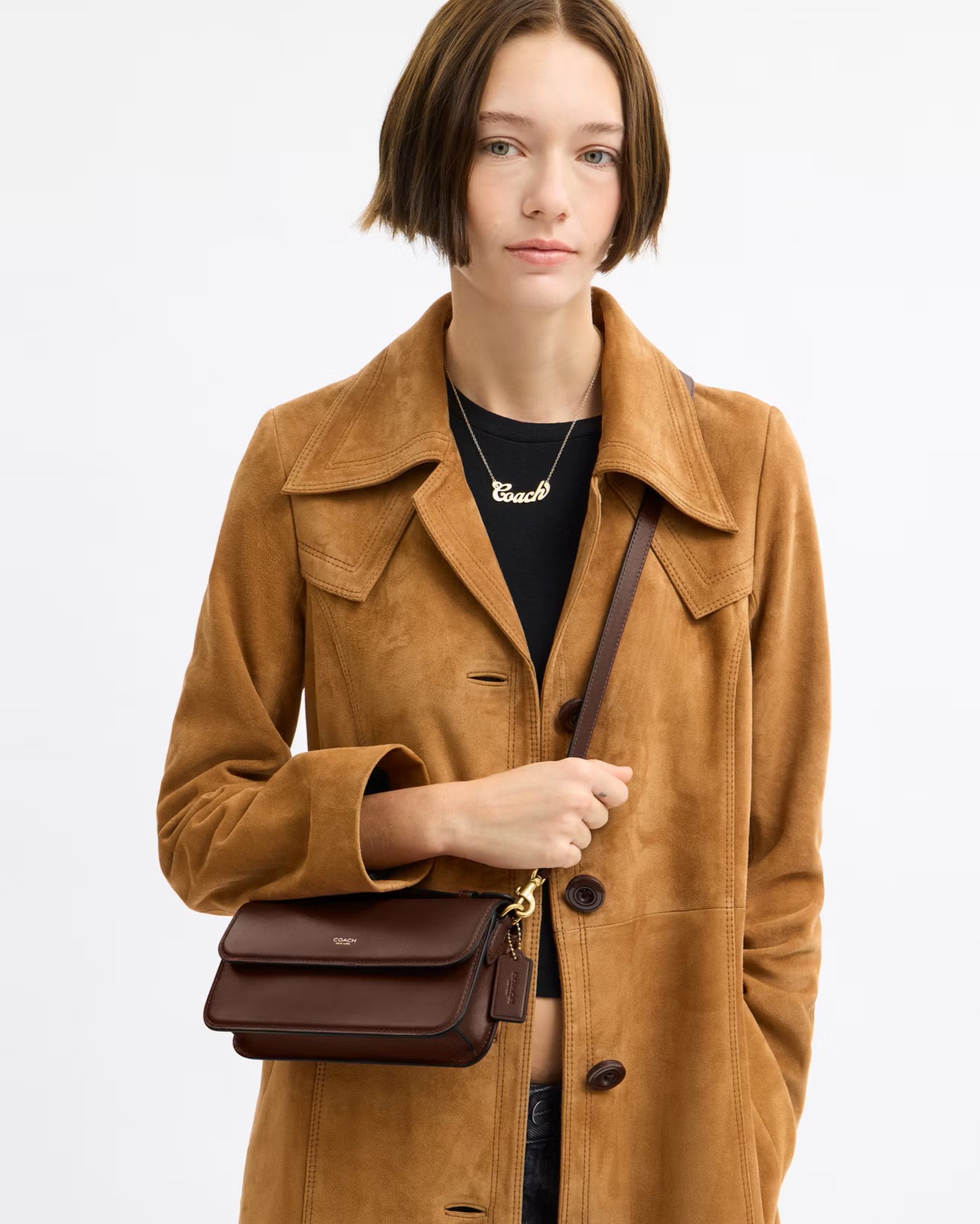 Túi xách Coach Elora Top Handle Leather Crossbody Clutch Bag Maple CCY30 7
