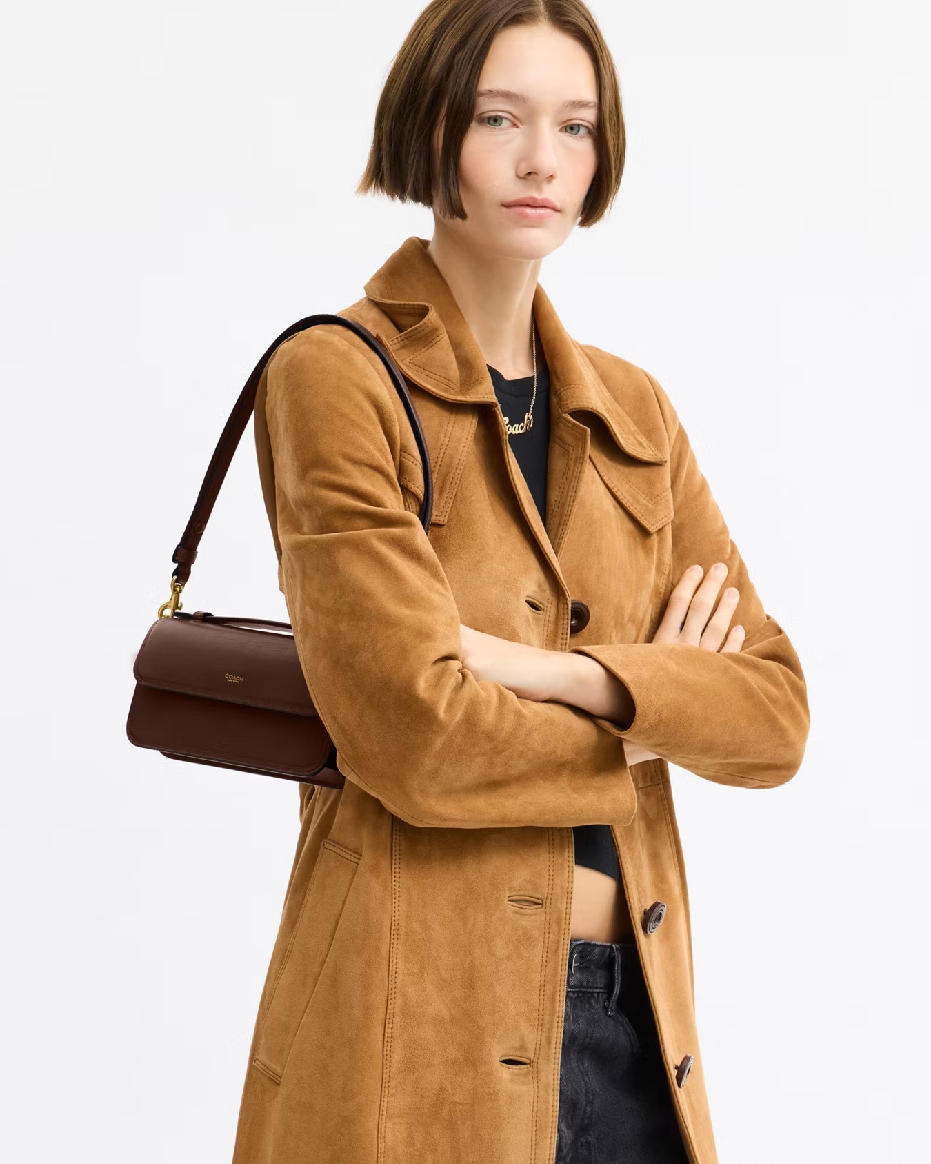 Túi xách Coach Elora Top Handle Leather Crossbody Clutch Bag Maple CCY30 8