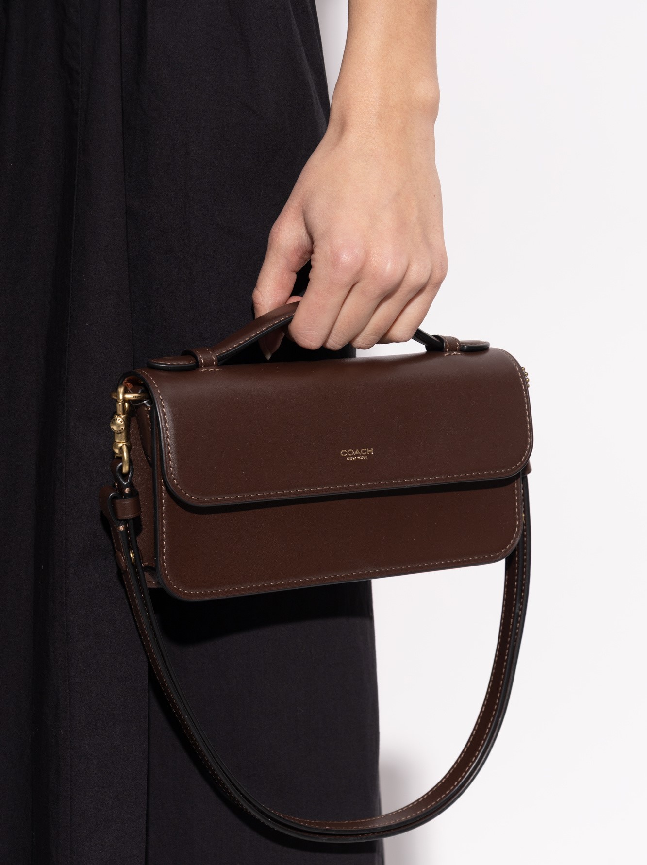 Túi xách Coach Elora Top Handle Leather Crossbody Clutch Bag Maple CCY30 10