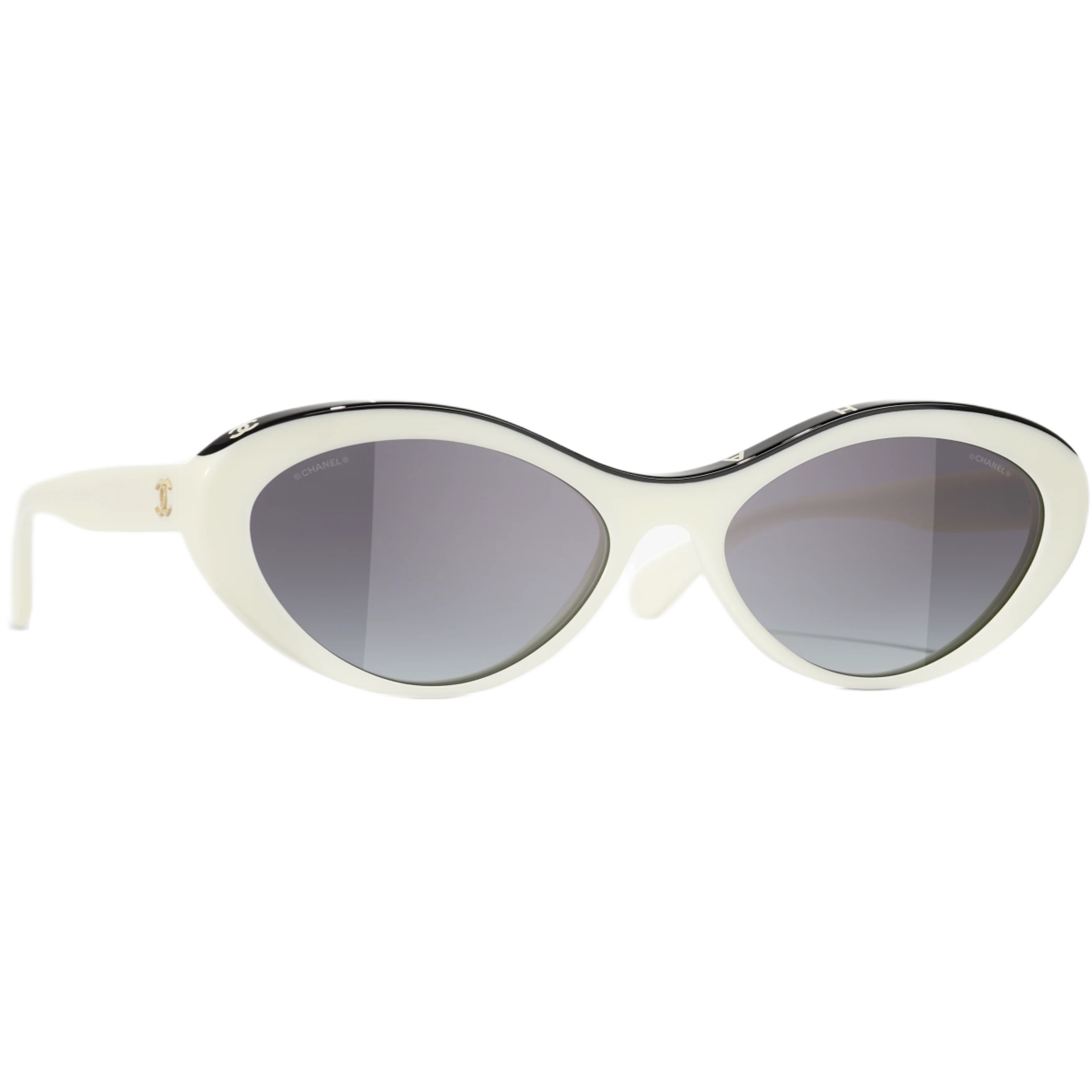Kính mát Chanel Oval-framed Sunglasses Black and White 1