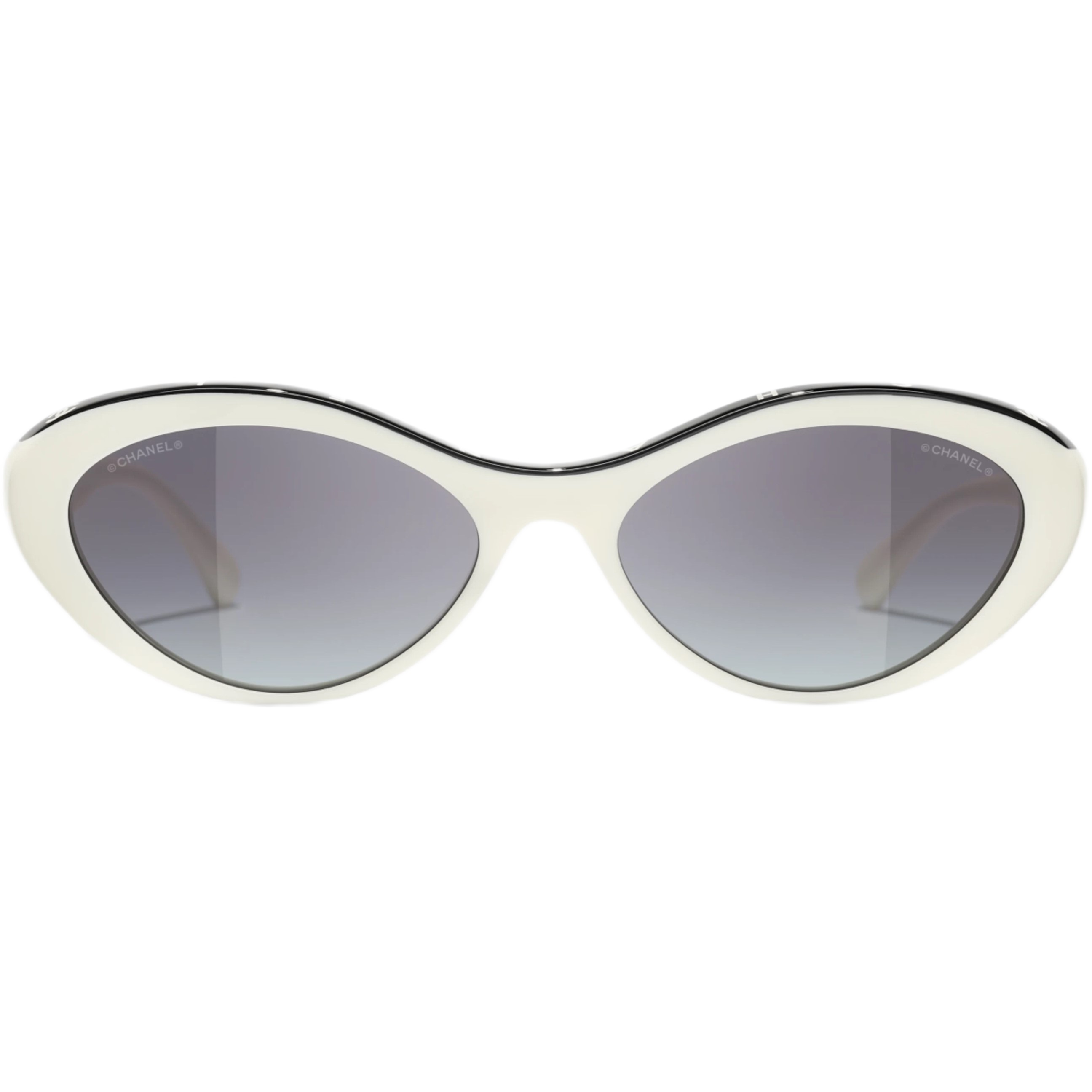 Kính mát Chanel Oval-framed Sunglasses Black and White 3