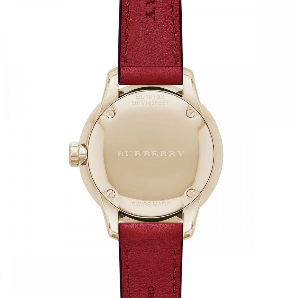 ĐỒNG HỒ NỮ DÂY DA BURBERRY THE CLASSIC ROUND RED LEATHER STRAP LADIES WATCH BU10102 1