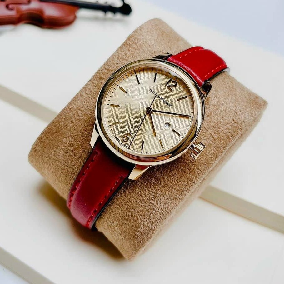 ĐỒNG HỒ NỮ DÂY DA BURBERRY THE CLASSIC ROUND RED LEATHER STRAP LADIES WATCH BU10102 3