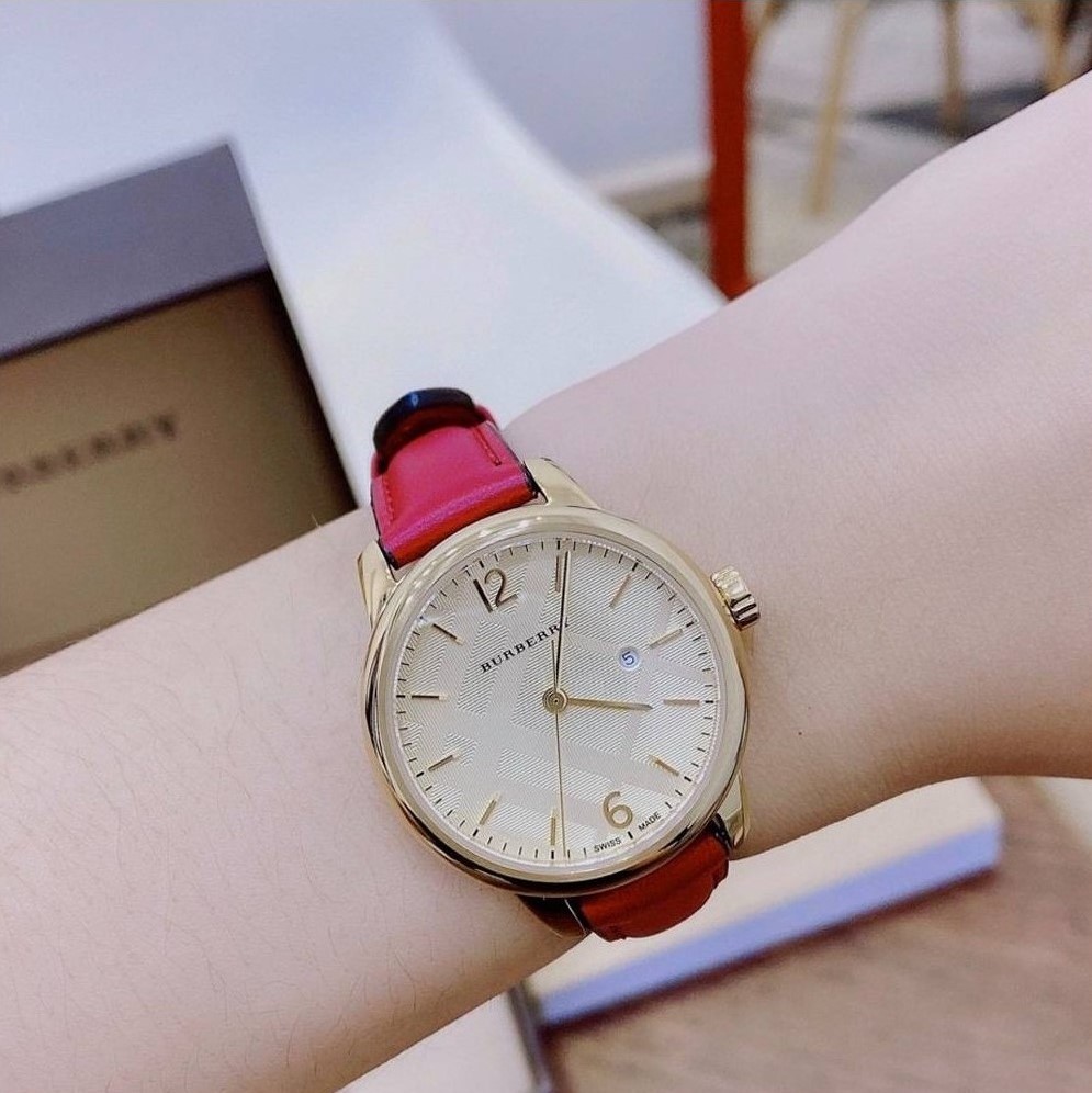 ĐỒNG HỒ NỮ DÂY DA BURBERRY THE CLASSIC ROUND RED LEATHER STRAP LADIES WATCH BU10102 6