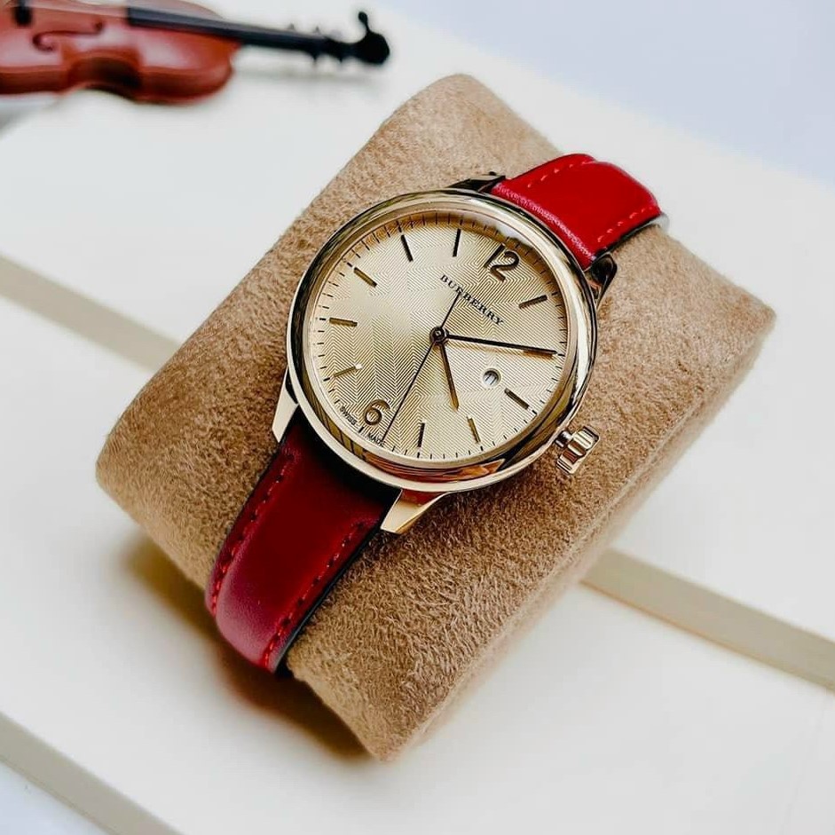 ĐỒNG HỒ NỮ DÂY DA BURBERRY THE CLASSIC ROUND RED LEATHER STRAP LADIES WATCH BU10102 11