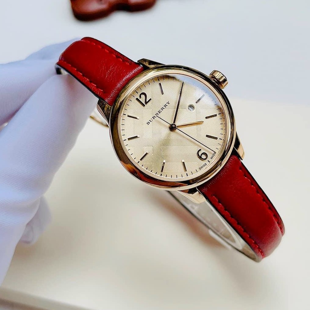 ĐỒNG HỒ NỮ DÂY DA BURBERRY THE CLASSIC ROUND RED LEATHER STRAP LADIES WATCH BU10102 13