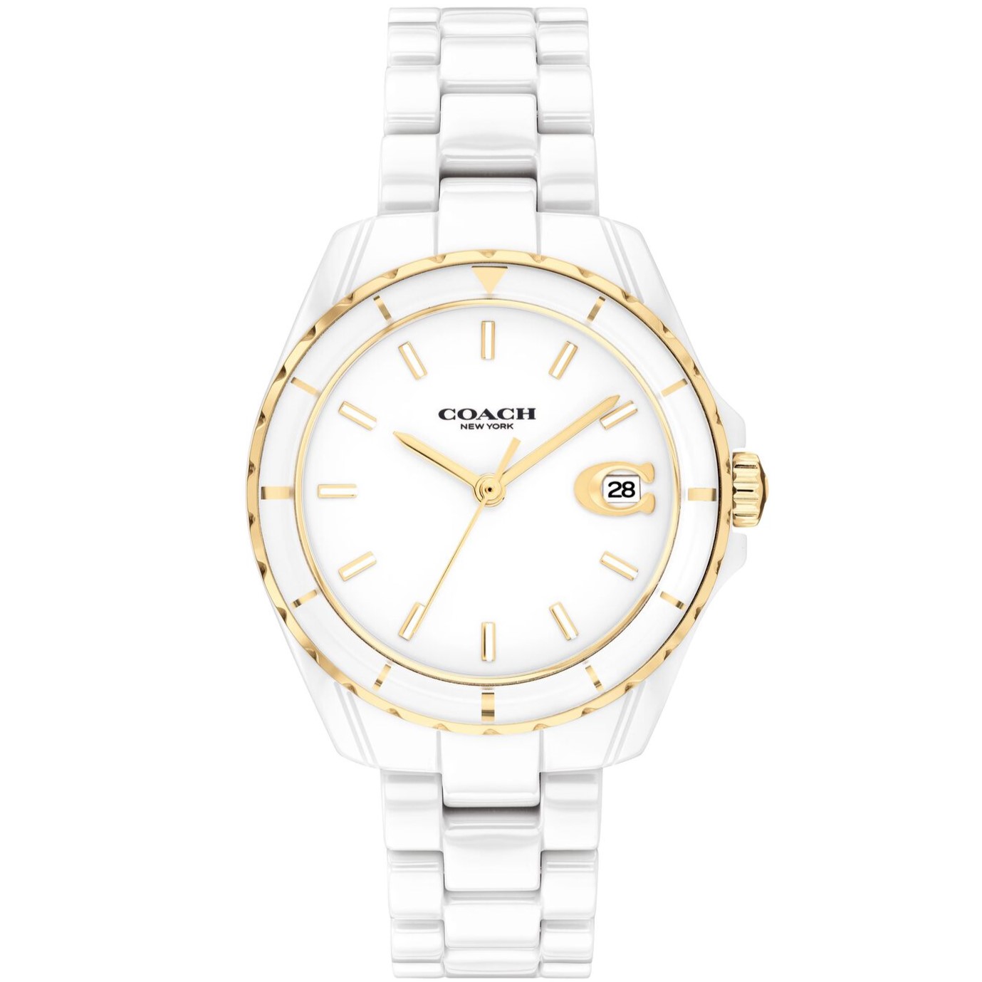 ĐỒNG HỒ ĐEO TAY COACH NỮ PRESTON WHITE CERAMIC IONIC THIN GOLDPLATED STEEL BRACELET WATCH 14503807 2