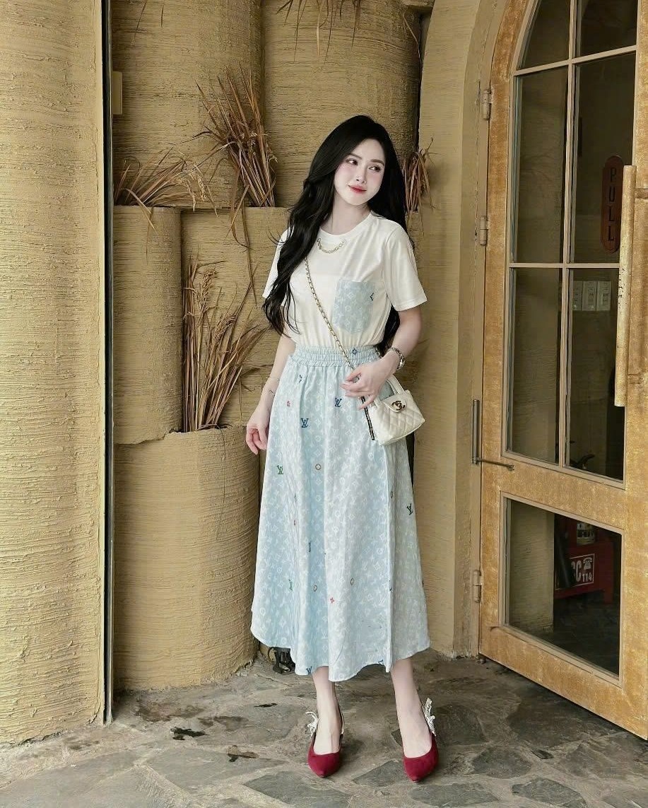 Combo áo thun váy dài nhiều màu Louis Vuitton 9
