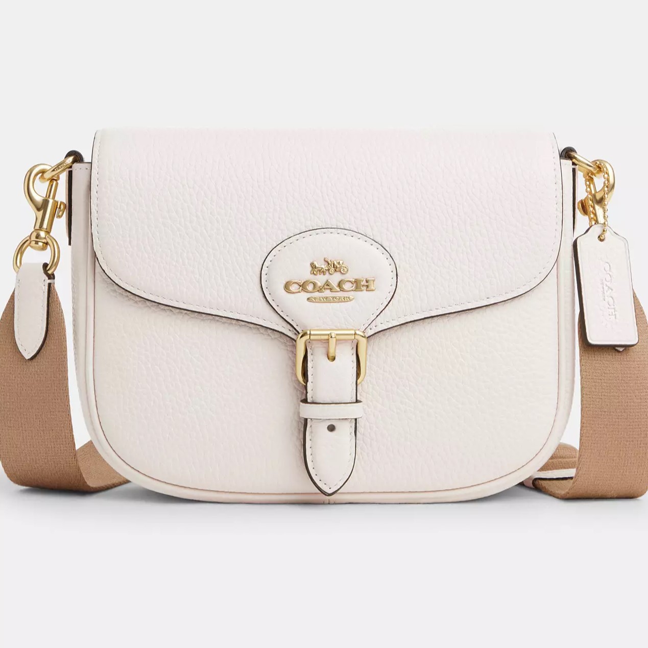 TÚI NỮ COACH AMELIA PEBBLED LEATHER GOLD CHALK SADDLE BAG CP107 4