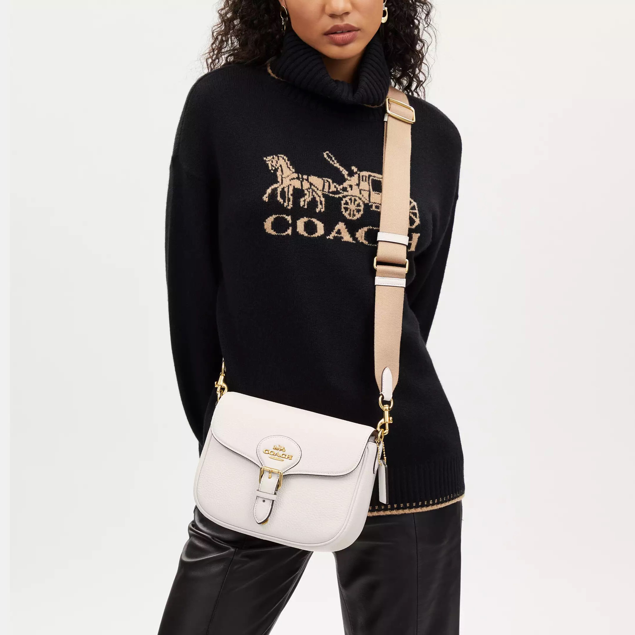 TÚI NỮ COACH AMELIA PEBBLED LEATHER GOLD CHALK SADDLE BAG CP107 6