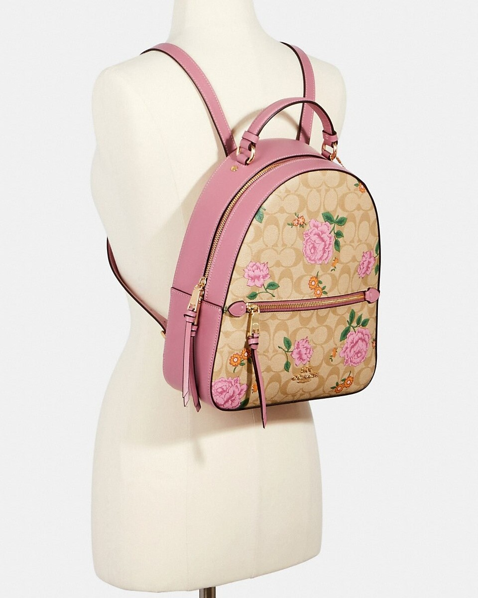 BALO NỮ JORDYN BACKPACK IN SIGNATURE CANVAS WITH PRAIRIE ROSE PRINT 3