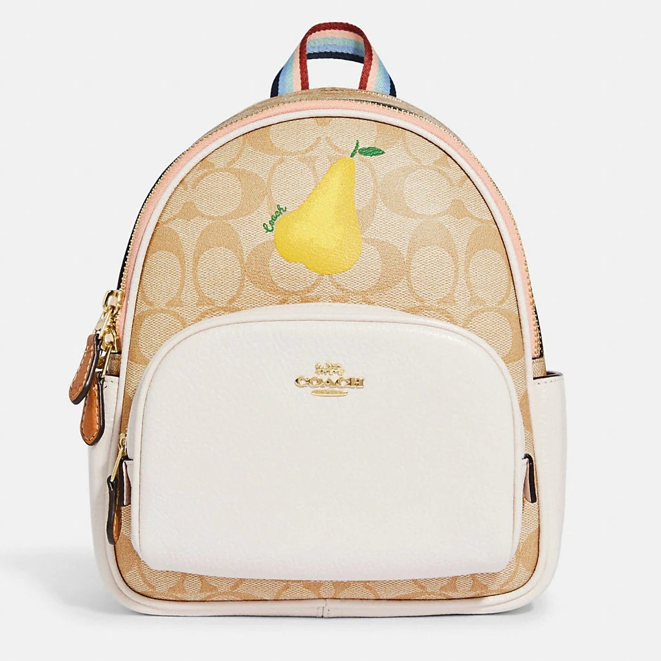 BALO NỮ COACH MINI COURT BACKPACK IN SIGNATURE CANVAS WITH PEAR 3