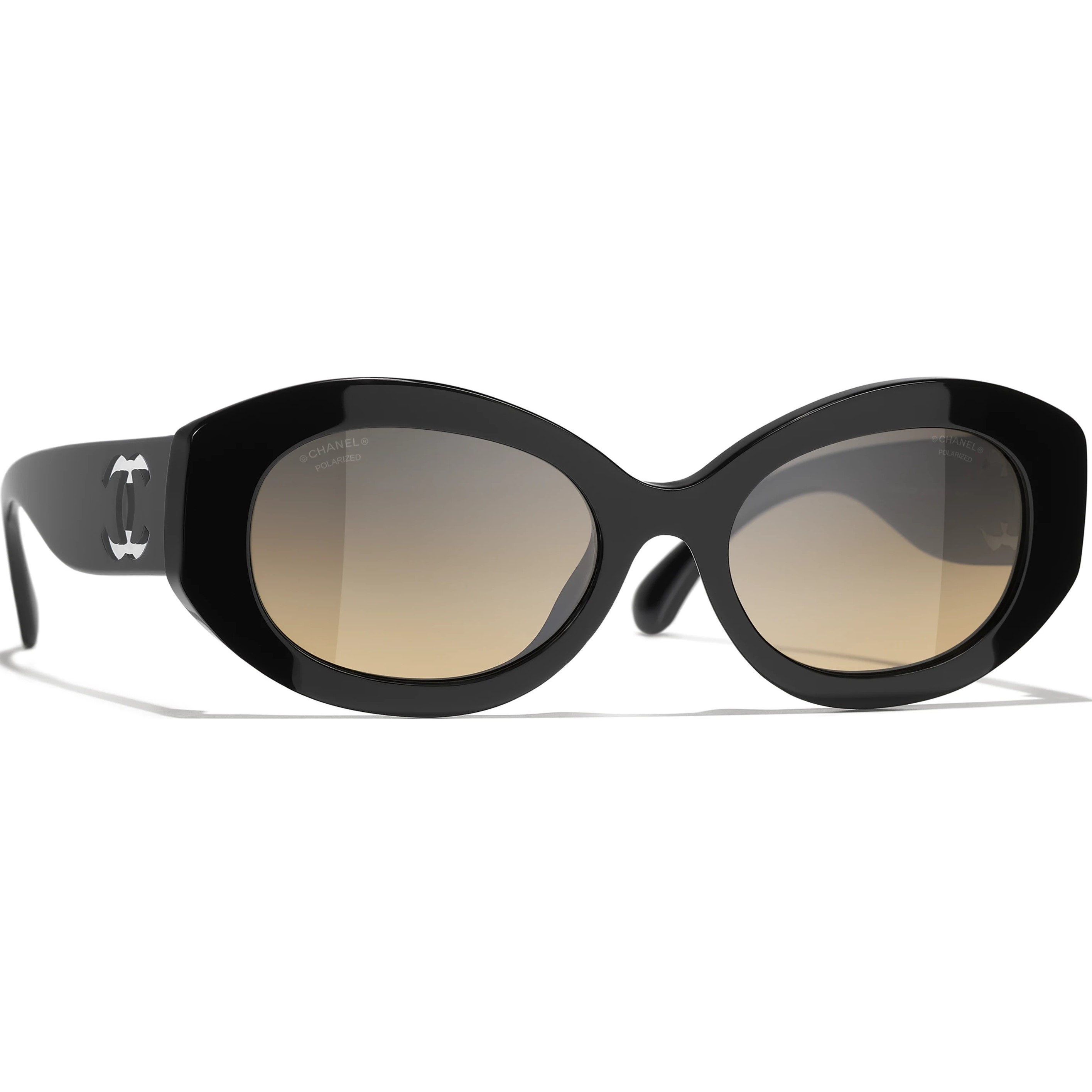 Kính mát Chanel Oval Sunglasses Acetate Black 5528 2